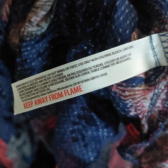 Free People Intimately Blue Red Floral Flowy Lace Short Dress Nightgown Tunic - Picture 12 of 13